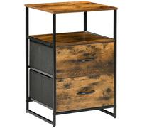 HOMCOM Mesita Auxiliar de Estilo Industrial con Cajones de Tela Plegables y Estante Abierto 45x40x70,5 cm Marrón Rústico