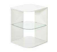 HOMCOM Mesita Auxiliar de Salón Moderna Mesilla Noche con 3 Estantes 40x40x56cm BLANCO