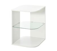 HOMCOM Mesita Auxiliar de Salón Moderna Mesilla de Noche con 3 Estantes Tablero de Cristal Mesita de Café para Sala de Estar Dormitorio 40x40x56 cm Blanco