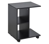 Homcom mesita auxiliar moderno mesa auxiliar en forma de c con ruedas estantes abiertos para salón dormitorio 45x35x58 cm negro 58 cm