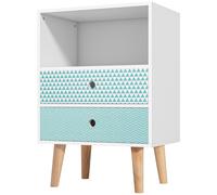 HomCom Armario Bajo Cajonera y Mesita de Noche 2 Cajones 1 Estante Diseño Elegante y Moderno para Dormitorio Blanco 45x30x65cm Aosom España
