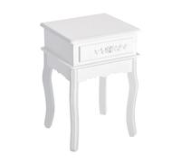 HOMCOM Mesita de Noche con 1 Cajón Mesa Auxiliar de Madera para Dormitorio Salón Estilo Moderno 40x35x60 cm Blanco Elegante Aosom España