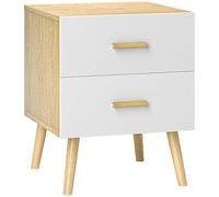 HOMCOM Mesita de Noche con 2 cajones, Estilo Moderno, para Dormitorio, salón, 40 x 40 x 50 cm, Roble