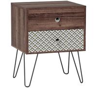 HOMCOM Mesita de Noche con 2 Cajones Mesilla de Noche 45x39x55,5 cm Marrón