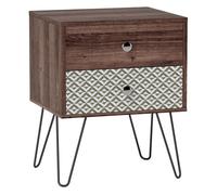 Homcom mesita de noche con 2 cajones mesilla de noche con patas de acero estilo bohemio mesa de noche para dormitorio salón 45x39x55,5 cm marrón 55.5 cm