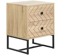 HOMCOM Mesita de Noche con 2 Cajones Patas de Metal 48x39,5x60 cm Natural