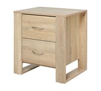 HOMCOM Mesita de Noche con 2 Cajones Patas y Base Elevada para Dormitorio Mesa Lateral para Sala de Estar Moderno 48x39x54 cm Roble Aosom España