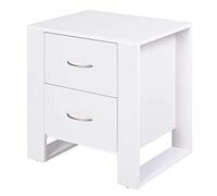 HOMCOM Mesita de Noche con 2 Cajones Patas y Base Elevada para Dormitorio Mesa Lateral para Sala de Estar Estilo Moderno 48x39x54 cm Blanco