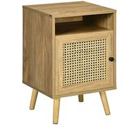 HOMCOM - Mesita de noche con armario para cannabos y nicho, diseño vintage, 39 x 35 x 60 cm, color natural