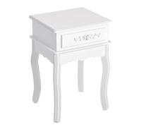 HOMCOM Mesita de Noche con 1 Cajón Mesa Auxiliar de Madera para Dormitorio Salón Estilo Moderno 40x35x60 cm Blanco Elegante Aosom España