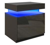 HOMCOM Mesita de Noche con Luces LED Mesilla de Noche con 2 Cajones y Control Remoto Mesa de Noche para Dormitorio Salón 45x35x52 cm Negro