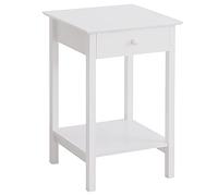 HOMCOM - Mesita de Noche de Madera con cajón y Estante de Almacenamiento Lateral, Color Blanco Multiuso para Dormitorio o Noche