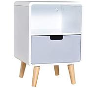 HOMCOM Mesita de Noche Madera con 1 Cajón 1 Estante Comoda Mesilla Mueble Dormitorio Armario Almacenamiento 40x30x58cm Blanco