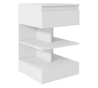 HOMCOM Mesita de Noche Mesa Auxiliar con Cajón y 2 Estantes Abiertas para Dormitorio Salón Cama Oficina Estilo Moderno 39x39x65 cm Blanco