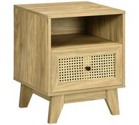 HOMCOM Mesita de noche mesa de noche con cajón puerta trenzada y nicho vintage 45x39x56,5 cm Aosom España