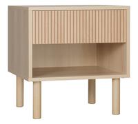 HOMCOM Mesita de Noche Mesilla de Noche con Cajón y Estante Abierto Estilo Moderno para Dormitorio 47x47x50 cm Madera Natural