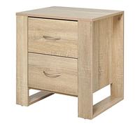 HOMCOM Mesita de Noche Mesilla de Noche con Cajones y Estilo Moderno Mesa Auxiliar para Dormitorio Salón 48x39x54 cm Natural
