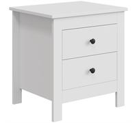 HOMCOM Mesita de noche moderna con 2 cajones, mesa auxiliar con almohadillas para el dormitorio, Blanco