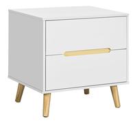 HOMCOM Mesita de Noche Moderna con 2 Cajones y Patas de Madera 50x40x50,5 cm para Dormitorio Blanco Aosom España