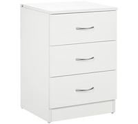 HOMCOM Mesita de Noche Moderna con 3 Cajones para Salón 40x35x58 cm Blanco