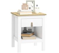 HOMCOM Mesita de Noche Moderna con Cajón y Compartimento Abierto Mesilla de Noche Mesa Auxiliar para Dormitorio Salón 45x40x55 cm Blanco