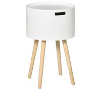HOMCOM Mesita de Noche Moderna Mesa Auxiliar de Salón con Tapa Extraíble Espacio de Almacenamiento Patas de Madera Ø38x63 cm Blanco Aosom España
