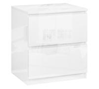 HOMCOM Mesita de Noche Moderna Mesilla de Noche con 2 Cajones Mesa de Noche Mesa Auxiliar para Dormitorio Salón 40x34x45 cm Blanco Brillo