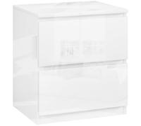 HOMCOM Mesita de Noche Moderna Mesilla de Noche con 2 Cajones Mesa de Noche Mesa Auxiliar para Dormitorio Salón 40x34x45 cm Blanco Brillo