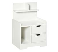 Homcom mesita de noche moderna mesilla de noche con 2 cajones y 3 compartimientos de almacenajes para salón dormitorio carga 30 kg 40x30x60 cm blanco