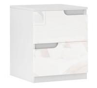 HOMCOM Mesita de Noche Moderna Mesilla de Noche con Cajones con Frontal Blanco Brillante y Almohadilla Mesa Auxiliar para Dormitorio Salón 40x40x48 cm Blanco
