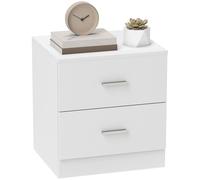 HOMCOM Mesita de Noche Moderna Mesilla de Noche con 2 Cajones Mesita Auxiliar para Salón Dormitorio Carga 30 kg 45x39,5x49 cm Blanco