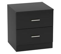 HOMCOM Mesita de Noche Moderna, Mesilla de Noche Dormitorio con 2 Cajones, Mesita Auxiliar para Salón, Dormitorio, 45x39,5x49 cm, Negro