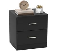 HOMCOM Mesita de Noche Moderna, Mesilla de Noche Dormitorio con 2 Cajones, Mesita Auxiliar para Salón, Dormitorio, Vestuario, 45x39,5x49 cm, Negro