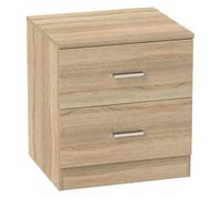 HOMCOM Mesita de Noche Moderna Mesilla de Noche con 2 Cajones Mesita Auxiliar para Salón Dormitorio Carga 30 kg 45x39,5x49 cm Natural