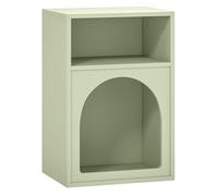 HOMCOM Mesita de Noche Moderna Mesilla de Noche Estrecha con 2 Compartimentos Abiertos Diseño en Forma de Arco Mesa Auxiliar para Salón Dormitorio 40x30x60 cm Verde
