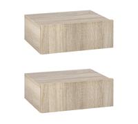 HOMCOM Mesitas de Noche Flotantes Set de 2 con 1 Cajón Diseño Moderno Montaje en Pared para Dormitorio 40x30x15 cm Blanco Aosom España