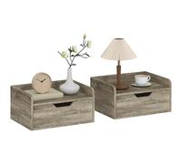 HOMCOM - Mesitas de Noche para Pared, mesitas de Noche Colgantes con cajón y Bandeja elevada, Estilo Moderno, para Dormitorio, Sala de Estar, 40 x 30 x 19,5 cm, Color Gris