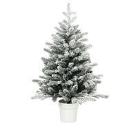 HOMCOM Mini árbol de 90 cm con 296 puntas, efecto nieve en maceta, mini árbol de mesa para hogar y oficina, Blanco