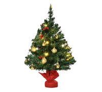 HOMCOM Mini Árbol de Navidad 60cm Artificial Árbol de Pino Decoración Navideña con Soporte Metálico 73 Ramas Verde PVC