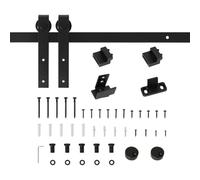 HOMCOM Mini Herraje para Puerta Corredera 200 cm Negro | Kit de Accesorios para Puerta Corrediza de Madera, 2 Rieles de Acero al Carbono, Carga 20 kg, 200x0,4x18 cm
