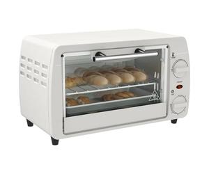 HOMCOM Mini Horno 10L 750W 100-230°C 60 Min Horno Pizza Blanco Crema