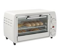HOMCOM Mini Horno 10L 750W 100-230°C 60 Min Horno Pizza Blanco Crema | Con bandeja para hornear, rejilla, bandeja extraíble