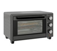 HOMCOM Mini horno 21L 1400W 60 min. temporizador, horno pequeño con tiempo de cocción ajustable 100 °C-230 °C, mini horno con bandeja de horno, rejilla de alambre, horno de sobremesa de metal, gris