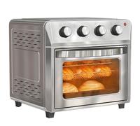 HOMCOM Mini Horno con Convección 24L 1600W 90-230°C Plata | temporizador 60 min, freidora de aire in andeja para hornear y parrilla, horno de convección, luz interior