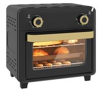 HOMCOM Mini horno con convección, freidora de aire caliente de 10L, Horno pequeño con temporizador de 60 minutos e iluminación interior, 80-230℃, 3 estantes, Accesorios aptos para lavavajillas,