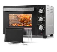 HOMCOM Mini horno de 36 L con convección, asador giratorio y precalentamiento, temperatura ajustable 90-230 °C, temporizador 60 min, 1500 W, plateado