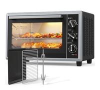 HOMCOM Mini horno de convección 48,6 qt con rustidor, 194-446 °F, temporizador 60 min, 1800 W, negro