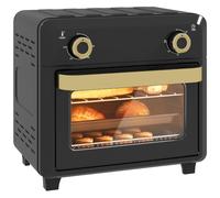 HOMCOM Mini horno de convección y freidora de aire 10L, 1000W, Negro | Horno pequeño, temporizador 60 min, luz interior, 80-230°C, 3 posiciones rejilla, accesorios aptos para lavavajillas.