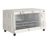 HOMCOM Mini Horno Eléctrico 9L Horno Eléctrico Sobremesa 750W con Temperatura Ajustable Temporizador 35x24,6x20 cm Blanco Crema