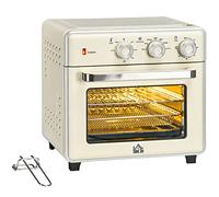 HOMCOM Mini horno eléctrico ventilado de 20 l y 1400 W, horno de mesa multifunción con aire caliente, 90-230 °C, temporizador de 60 min, 5 modos, luz interior, doble cristal, accesorios incluidos,